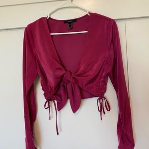 Vibrant pink front tie blouse